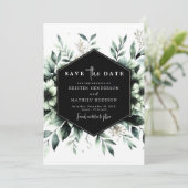 Chic Whimsical Botanical Sage Green Wedding Save The Date (Stehend Vorderseite)