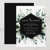 Chic Whimsical Botanical Sage Green Wedding Save The Date (Vorne/Hinten)
