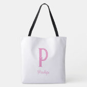 Chic Whimsical Cat Flower Garden Monogram Tasche (Rückseite)