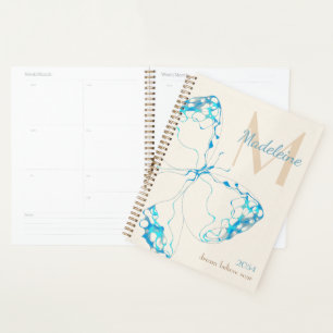 Chic Whimsical Elegante Butterfly Monogram Zitat Planer