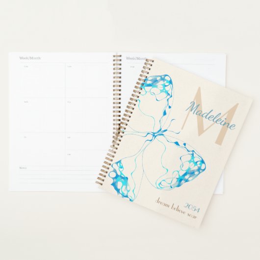 Chic Whimsical Elegante Butterfly Monogram Zitat Planer (Anzeige)