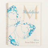 Chic Whimsical Elegante Butterfly Monogram Zitat Planer (Vorderseite)