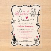 Chic Whimsical Hand Drawing Brautparty Acryleinladungen (Vorderseite)