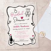 Chic Whimsical Hand Drawing Brautparty Acryleinladungen