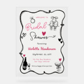 Chic Whimsical Hand Drawing Brautparty Acrylschild (Vorderseite)