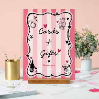 Chic Whimsical Hand Drawing Brautparty Tabletop Acrylschild