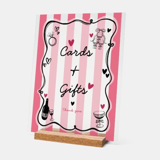 Chic Whimsical Hand Drawing Brautparty Tabletop Acrylschild (Winkel)