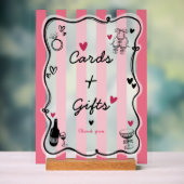 Chic Whimsical Hand Drawing Brautparty Tabletop Acrylschild (Neutral)