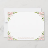 Chic Whimsical Niedlich Elephant Blush Pink Floral Mitteilungskarte (Rückseite)