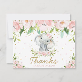 Chic Whimsical Niedlich Elephant Blush Pink Floral Mitteilungskarte