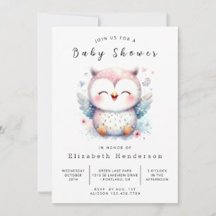 Chic Whimsical Owl Baby Dusche Einladung