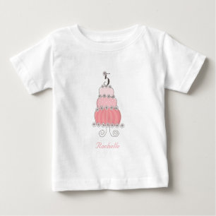 Chic Whimsical Pink Cake Girl's 5. Geburtstagspart Baby T-shirt