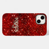 Chic whimsical red black Glitzer monogram Case-Mate iPhone Hülle (Rückseite (Horizontal))