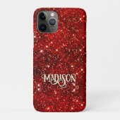 Chic whimsical red black Glitzer monogram Case-Mate iPhone Hülle (Rückseite)