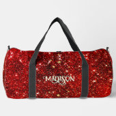 Chic whimsical red black Glitzer monogram Duffle Bag (Vorderseite)
