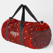 Chic whimsical red black Glitzer monogram Duffle Bag (Rechte Ecke)