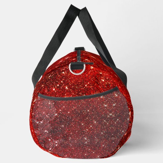 Chic whimsical red black Glitzer monogram Duffle Bag (Rechts)