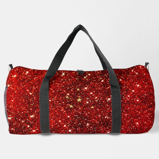 Chic whimsical red black Glitzer monogram Duffle Bag (Rückseite)