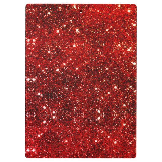 Chic whimsical red black Glitzer monogram Klemmbrett (Rückseite)