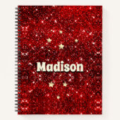 Chic whimsical red black Glitzer monogram Notizblock (Vorderseite)