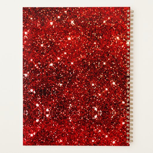 Chic whimsical red black Glitzer monogram Planer (Rückseite)