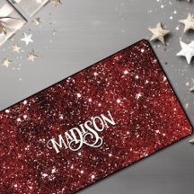 Chic whimsical red black Glitzer monogram