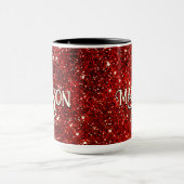 Chic whimsical red black Glitzer monogram Tasse (Zentrum)