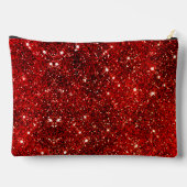 Chic whimsical red black Glitzer monogram Zubehörtasche (Rückseite)
