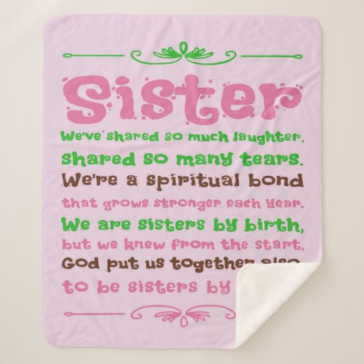 Chic Whimsical Sister Quote Redewendungen Sherpadecke (Vorderseite)