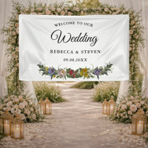Chic Whimsical Vintag Floral Monogramm Hochzeit