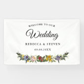 Chic Whimsical Vintag Floral Monogramm Hochzeit Banner (Horizontal)