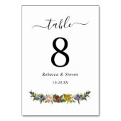Chic Whimsical Vintag Floral Monogramm Hochzeit Tischnummer (Vorderseite)