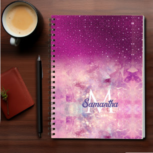 Chic whimsisiasc fuchsia ombre Glitzer monogramm Notizblock