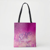 Chic whimsisiasc fuchsia ombre Glitzer monogramm Tasche (Vorderseite)