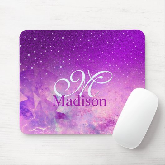 Chic whimsisrosa lila ombre Glitzer Monogramm Mousepad (Mit Mouse)