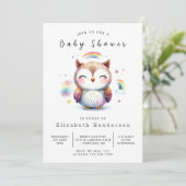 Chic Whimsy Owl Baby Dusche Einladung (Stehend Vorderseite)