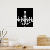 Chic White and Black Chandelier Poster (Küche)