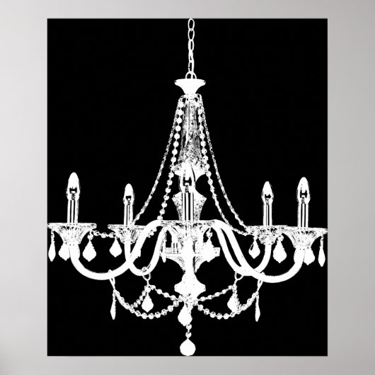 Chic White and Black Chandelier Poster (Vorne)