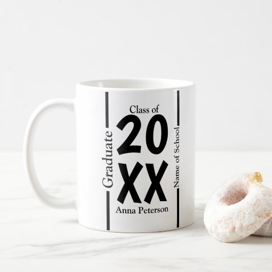 Chic White and Black Custom Abschluss Kaffeetasse (Mit Donut)