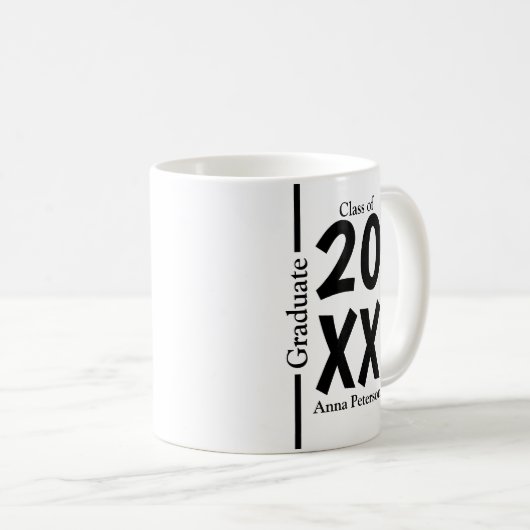 Chic White and Black Custom Abschluss Kaffeetasse (VorderseiteRechts)