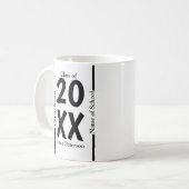 Chic White and Black Custom Abschluss Kaffeetasse (Vorderseite Links)