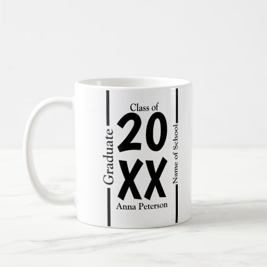 Chic White and Black Custom Abschluss Kaffeetasse (Links)