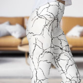 Chic White and Black Fracture Pattern Leggings