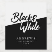 Chic White and Black Theme Party Weinetikett (Einzelnes Label)