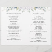 Chic White and Blue Floral Folded Wedding Programm (Rückseite)
