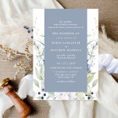 Chic White and Dusty Blue Floral Wedding Einladung