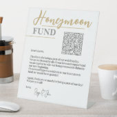 Chic White and Gold Elegante QR Code Honeymoon Fun Sockelschild (In Situ)