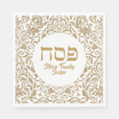 Chic White and Gold Glitzer Custom Passover Serviette (Vorderseite)