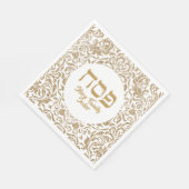 Chic White and Gold Glitzer Custom Passover Serviette (Ecke)