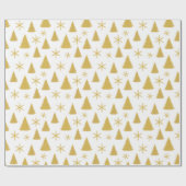 Chic White and Gold Glitzer Weihnachtsbaummuster Geschenkpapier (Flach)
